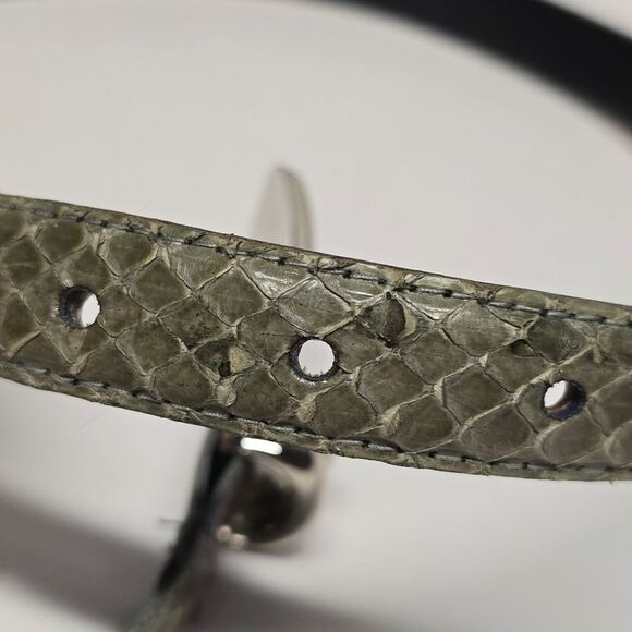 NOT FOR SALE Vintage 80s Genuine Snakeskin Waist Belt By Leather Shop Olive Gray - Picture 6 of 7